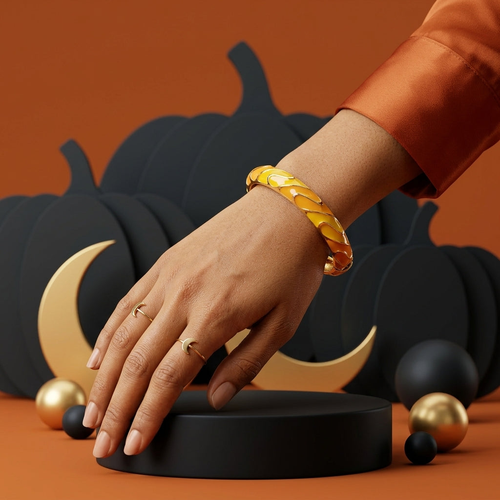 18K gold-plated bangle showing plating quality and detail