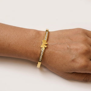 Butterfly Zircon Handcuff worn on wrist