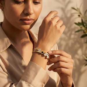 Crystal Trio Cuff Bangle styled lifestyle shot