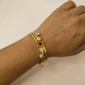 Crystal Trio Cuff Bangle worn on wrist