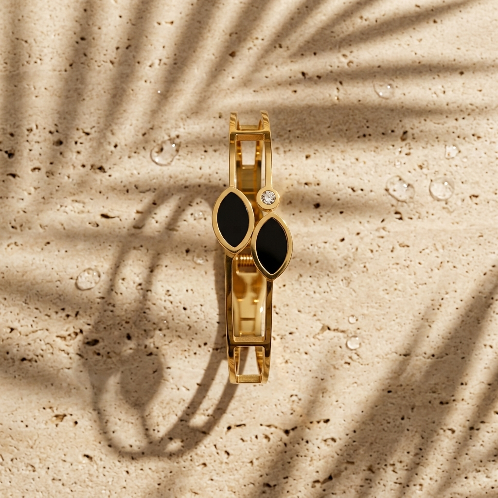 Onyx Marquise Cuff Bangle styled lifestyle shot