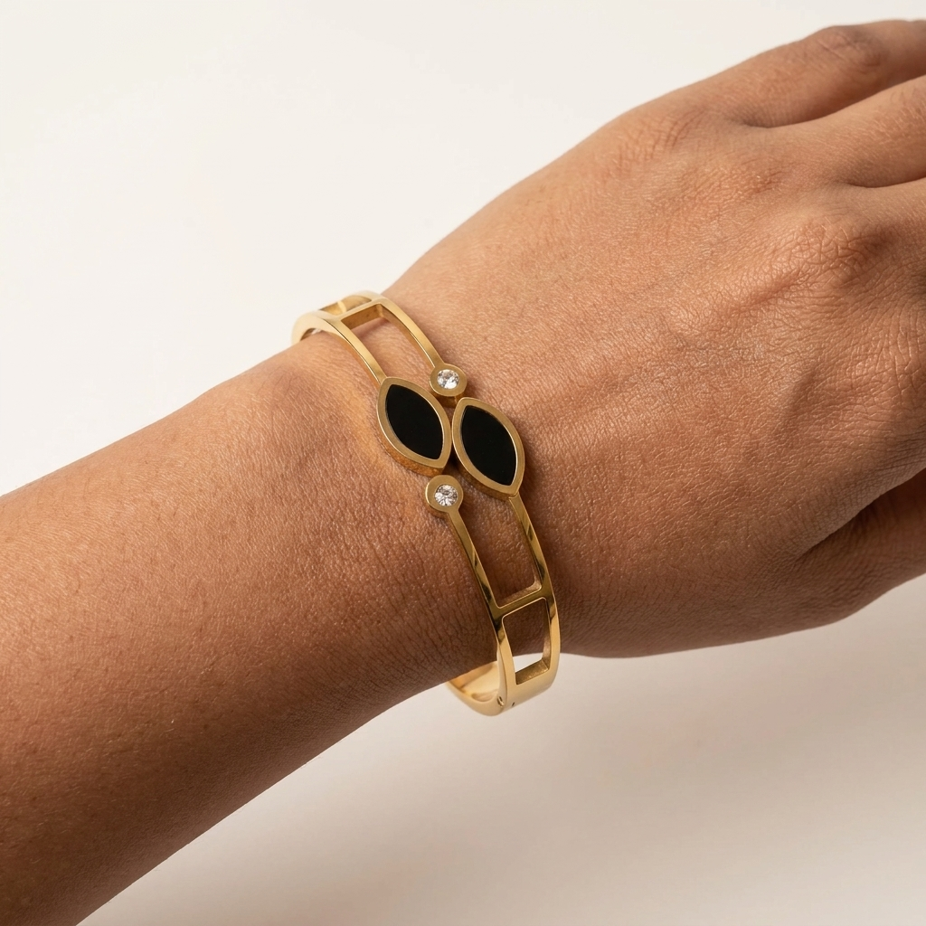 Onyx Marquise Cuff Bangle close-up detail