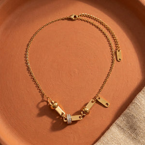 Crystal Rondelle Chain Necklace — geometric chain, waterproof steel