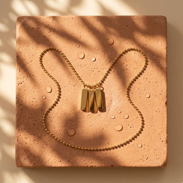 Triple Bar Pendant Necklace — minimalist pendant, waterproof steel