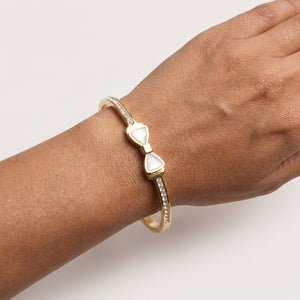 Pearl Bow Zircon Handcuff close-up detail