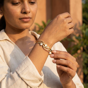 Wave Cuff Bangle worn on wrist