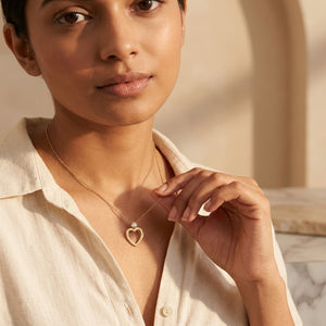 Roman Numeral Heart Pendant Necklace close-up detail