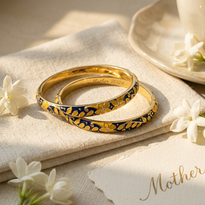 Indigo Floral Bangle styled lifestyle shot