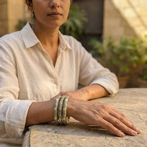 Sage Blossom Bangle styled lifestyle shot