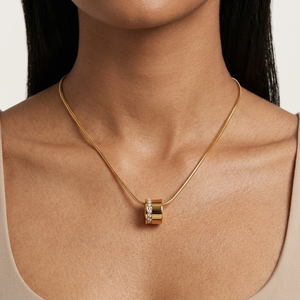Crystal Ring Pendant Necklace styled lifestyle shot