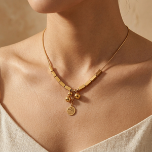 Geometric Bar Link Necklace close-up detail