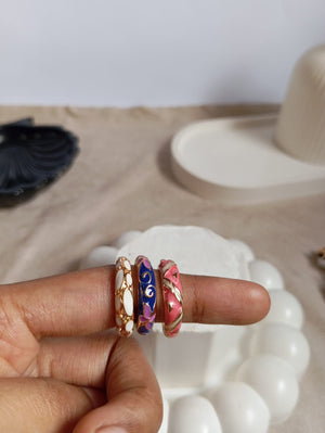 Stackable Enamel Ring worn on hand