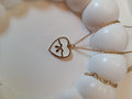 White Enamel Bow Heart Necklace