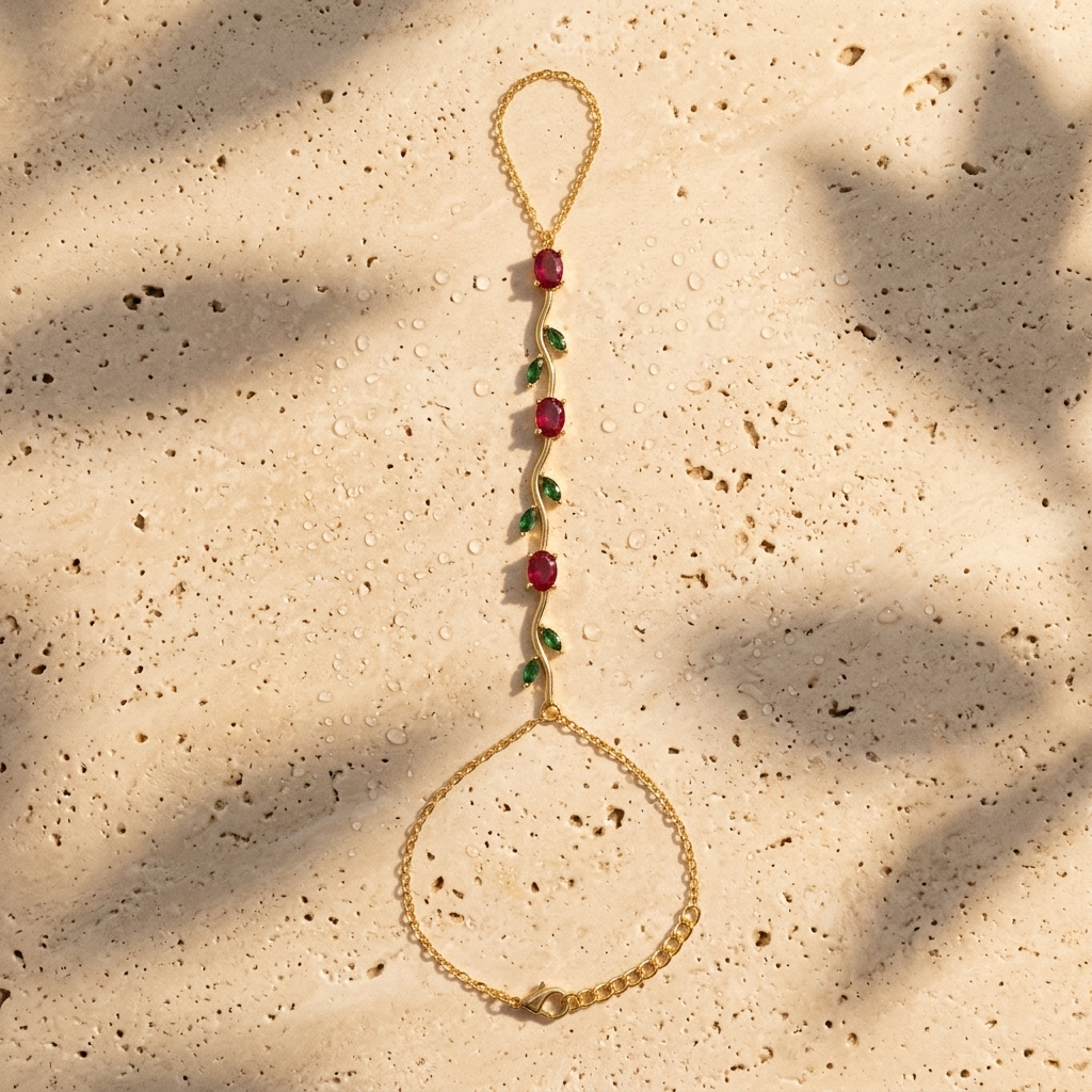 Vine Gemstone Hand Chain Bracelet