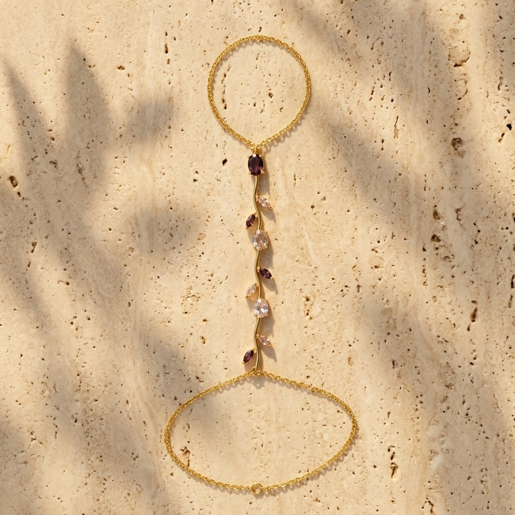 Vine Gemstone Hand Chain Bracelet